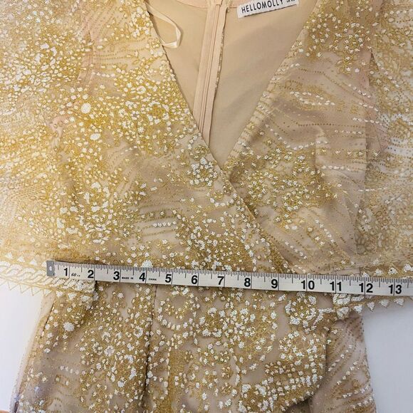 Hello Molly Evening Sun Champagne Glittery Mini Dress Size XS - Picture 8 of 8